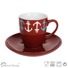 Encantador 3oz de color rojo espresso taza y platillo